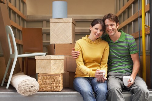 Moving service navigating a flat move with stairs in Wimbledon