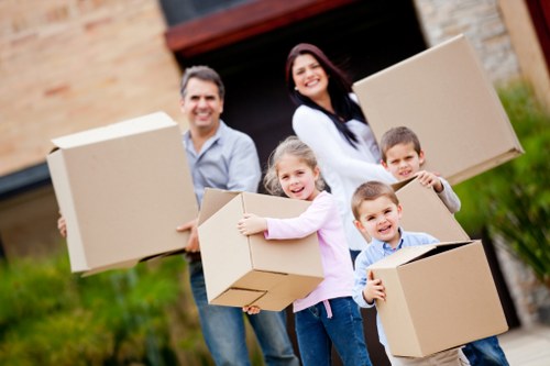 Packed boxes and furniture ready for transport in Wimbledon