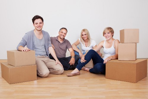 Boxes and furniture prepared for a Wimbledon house removal